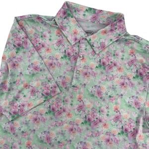 Proud 90 Golf Polo Shirt Mens Large Floral Print Short‎ Sleeve